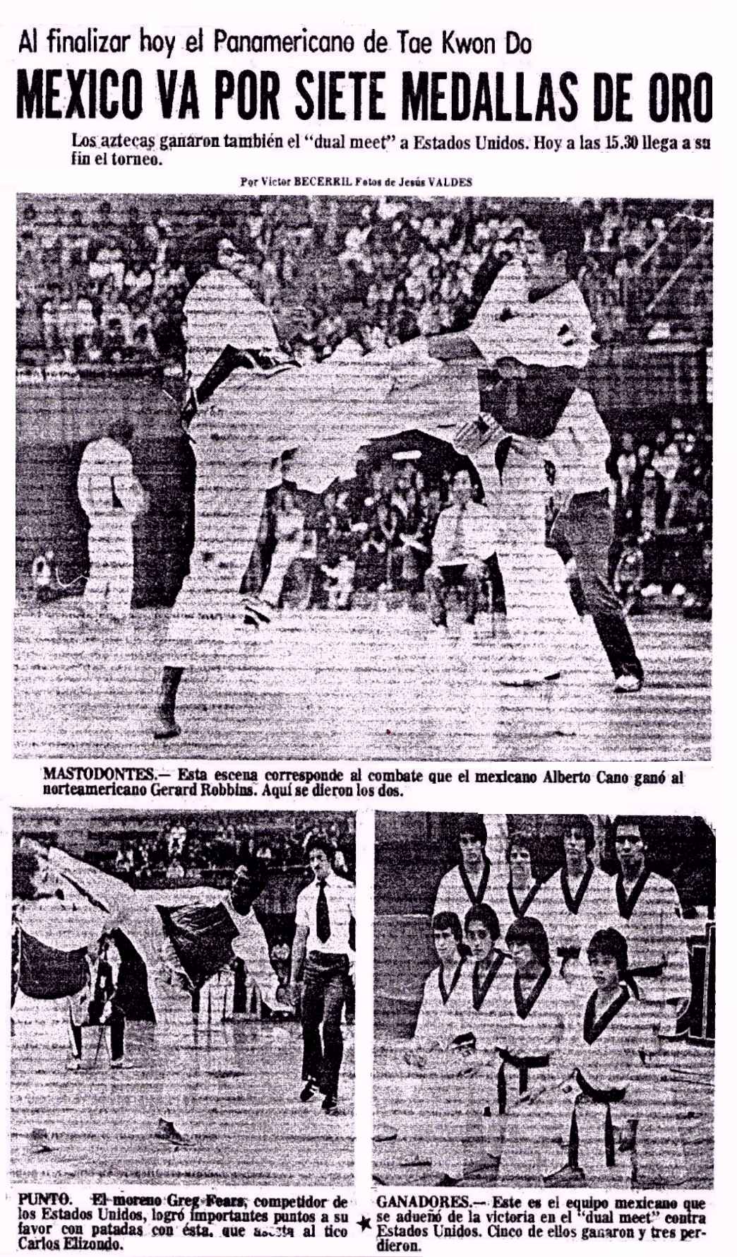 1ST PAN AM TAEKWONDO CHAMPIONSHIPS 1978 MEXICO - NEWSPAPER ARTICLE - ABRE  HOY EL PREMER CAMPEONATO PANAMERICANO DE TAEKWON DO - TAEKWONDO HALL OF  FAME - TAEKWONDOHALLOFFAME.COM